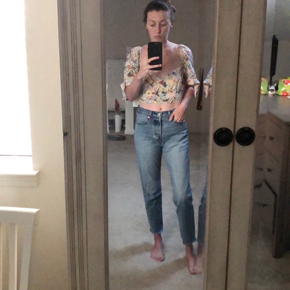 NWT. Rainbow Eyelet Crop Top